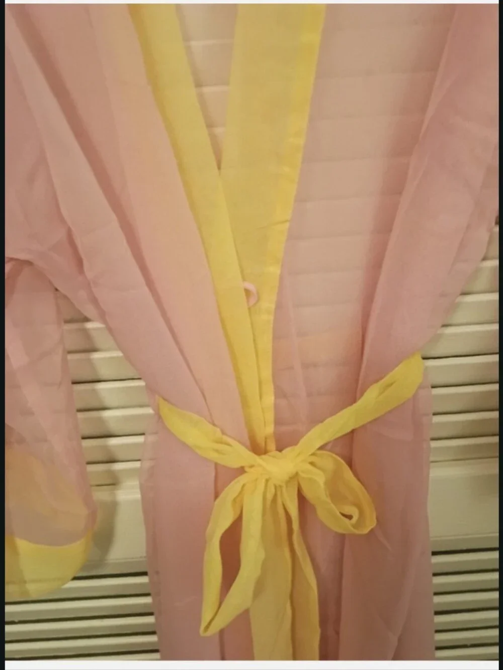 Victoria's Secret Pink Sheer Robe with Yellow Trim